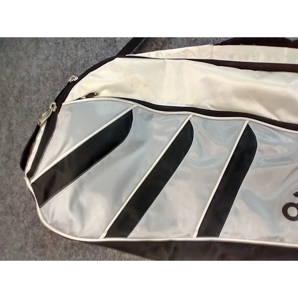Adidas Barricade Tour Tennis Bag Large Silver Black 3-Stripe Racket Bag